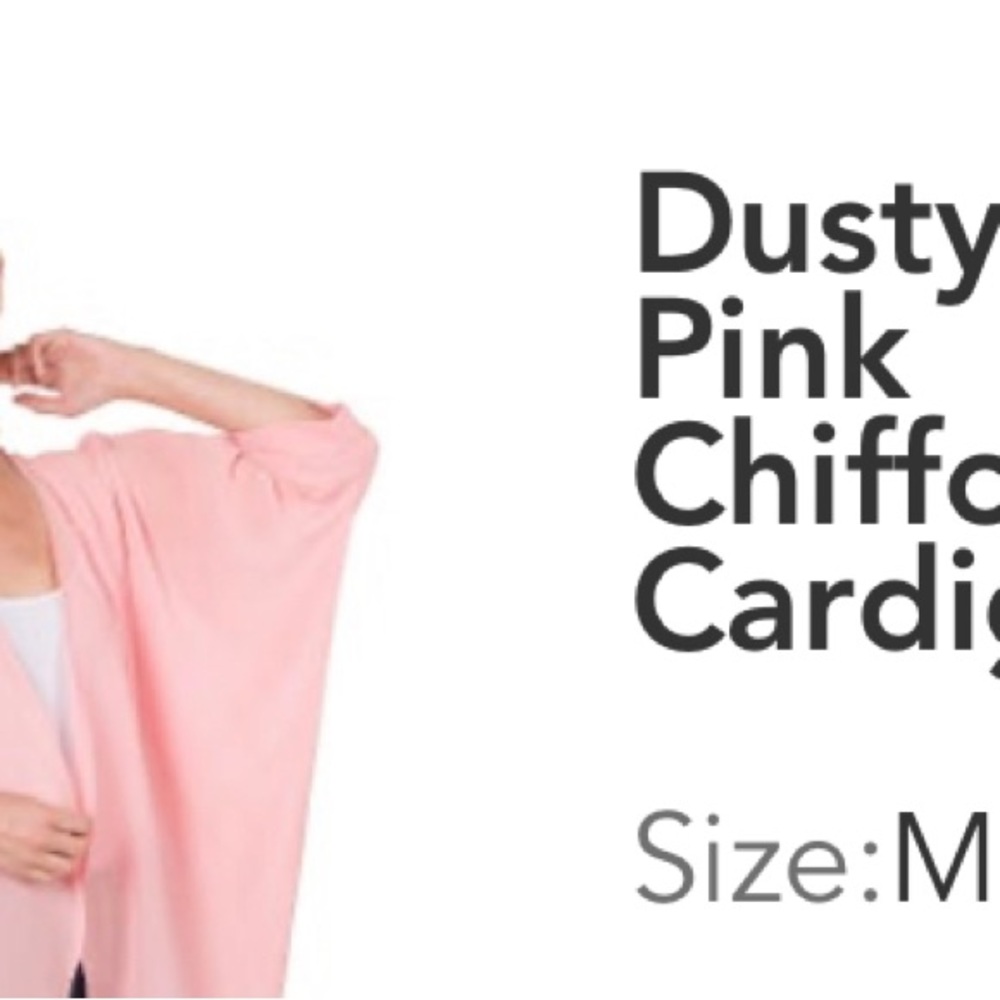 New Dusty pink chiffon cardigan size medium